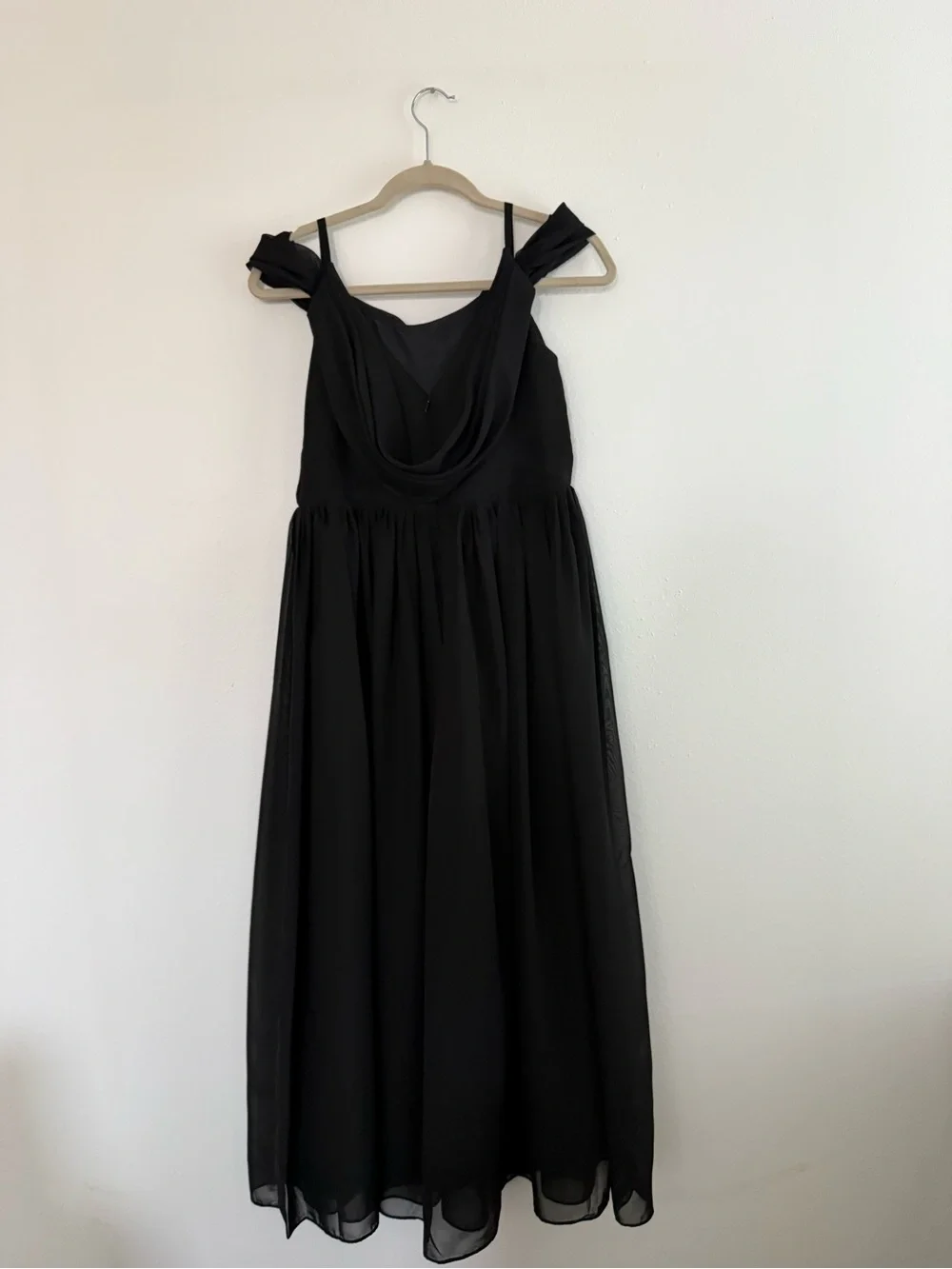 Amazon Black Off-Shoulder Chiffon Formal Dress
